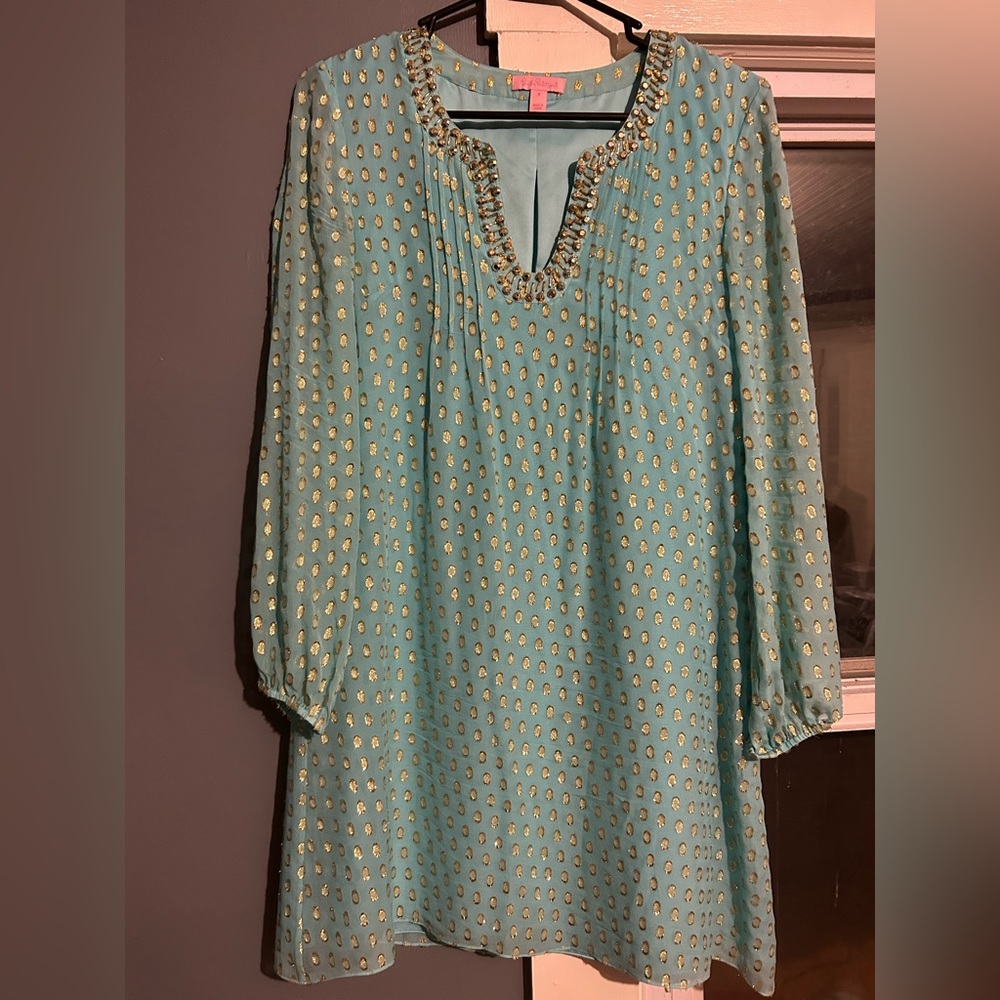 Blue and gold Lily Pulitzer dress